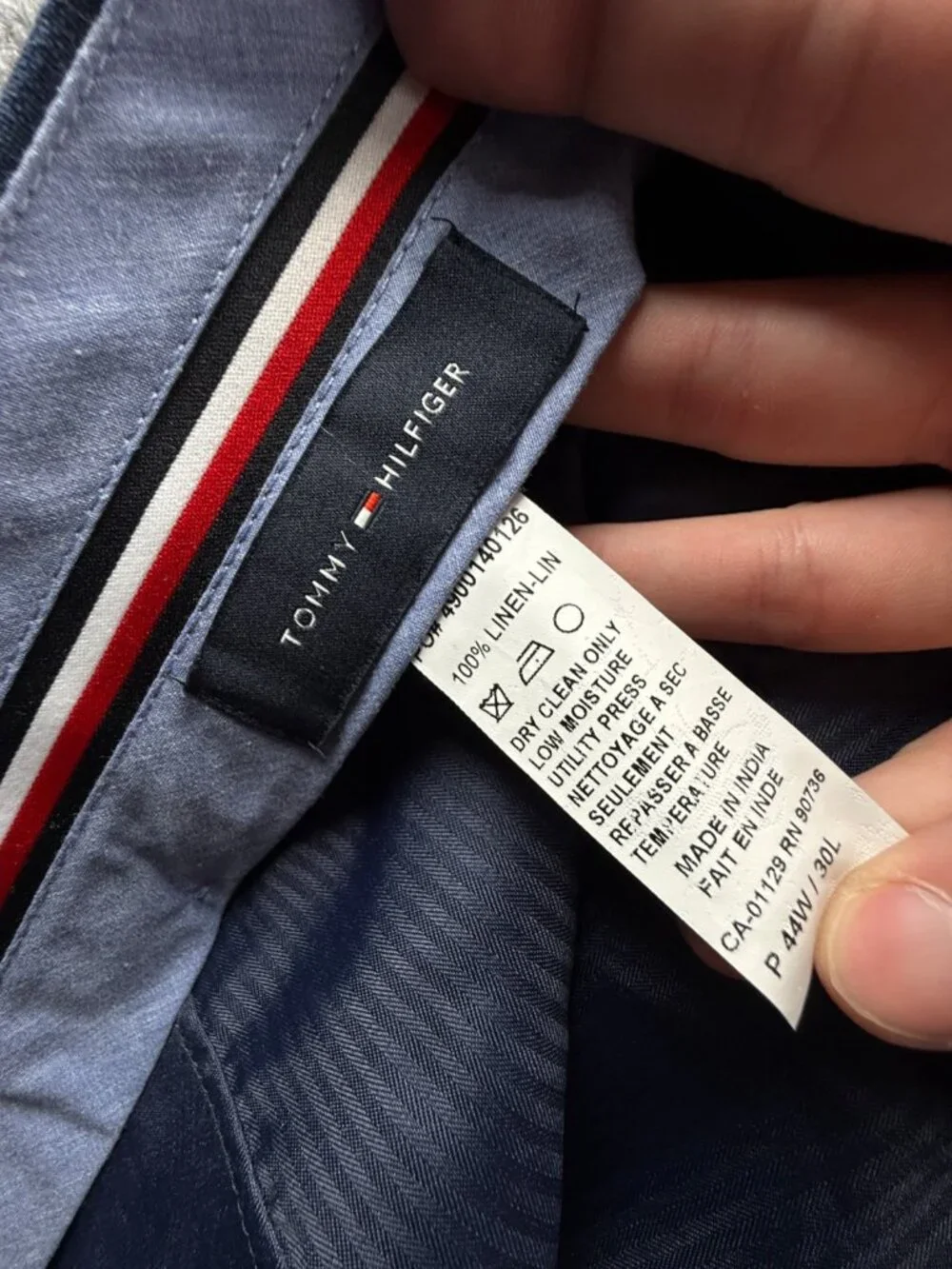 NWT Tommy Hilfiger Navy Blue All Linen Pants Men 44x30 Pockets Business Casual